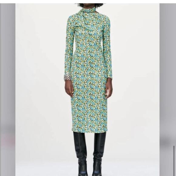 Zara Midi Floral Dress Size Large - Picture 10 of 15